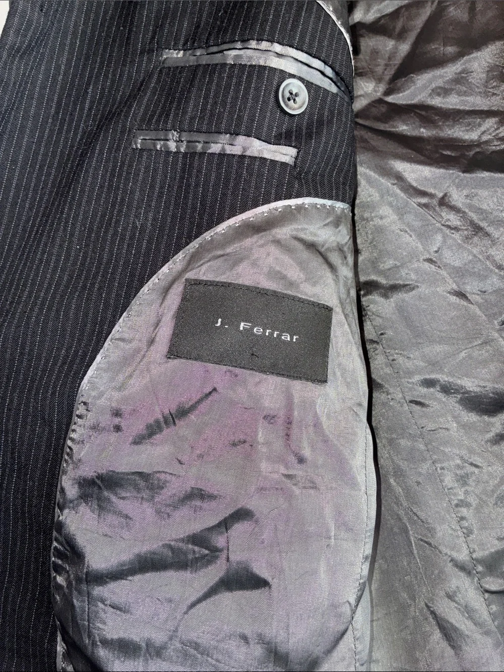 jf j.ferrar Black Pinstripe Sport Coat Blazer